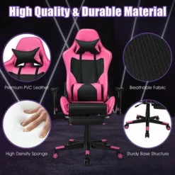 Costway Gaming Chair Massage Reclining Racing Office Computer Chair With Footrest Pink 18 Costway Gaming Chair Massage Reclining Racing Office Computer Chair With Footrest Pink -Costway GUEST 8f57e346 101d 4e16 bde2 4a6b4277b774