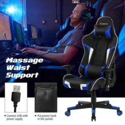 Costway Massage Gaming Chair Reclining Swivel Racing Office Chair W/Lumbar Support 18 Costway Massage Gaming Chair Reclining Swivel Racing Office Chair W/Lumbar Support -Costway GUEST 8f6f8ba0 76e9 44cb 9d44 860236f53805