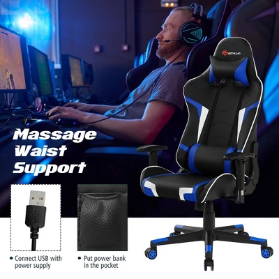 Costway Massage Gaming Chair Reclining Swivel Racing Office Chair W/Lumbar Support 6 Costway Massage Gaming Chair Reclining Swivel Racing Office Chair W/Lumbar Support - Image 4