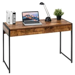Costway 2-Drawer Computer Desk Study Table Writing Workstation Home Office BrownAntiqueBlack -Costway GUEST 8f88c59e 5243 4bf6 9acb e9d523a3c507