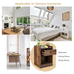 Costway Set Of 2 Nightstand With Drawer Cabinet End Side Table Raised Top -Costway GUEST 8fab0416 5bf7 4425 8f5e b59d0ee9a06d