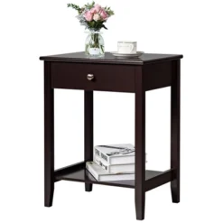 Costway Nightstand End Table Storage Display Bedroom Furniture Drawer Shelf Beside WhiteBrownGrey -Costway GUEST 8fc508b1 15fc 49b4 b65e 719f8d8433c0