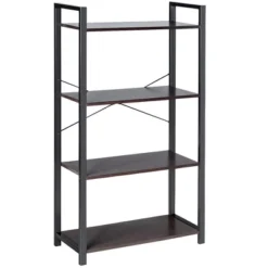 Costway 4-Tier Bookshelf Industrial Bookcase Diaplay Shelf Storage Rack Rustic BrownBlack -Costway GUEST 8fc60c61 6711 4065 bf73 cba5198b2821