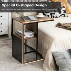 Costway C Shape Sofa Side End Table Reversible Snack Table Nightstand Steel Frame Oak 16 Costway C Shape Sofa Side End Table Reversible Snack Table Nightstand Steel Frame Oak -Costway GUEST 8fd1019c 31c2 48f1 994b b0b9ebb7a69c