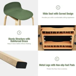 Costway Set Of 2 Counter Height Bar Stools W/Footrest&Solid Metal Legs YellowGreen -Costway GUEST 906312b2 7320 46cd 9f61 9a560c814517