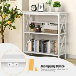 Costway Wooden Shelf Bookcase 3-Tier Open Bookshelf W/X-Design Freestanding Rack BlackBrownNaturalWhite 18 Costway Wooden Shelf Bookcase 3-Tier Open Bookshelf W/X-Design Freestanding Rack BlackBrownNaturalWhite -Costway GUEST 908e401c d02e 4fcd 8c79 de51488bd74b