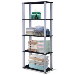 Costway 5-Tier Multi-Functional Storage Shelves Rack Display Bookcase Home Furni Black -Costway GUEST 90bff8b2 ad49 4202 8fc8 541c0f5a5c60
