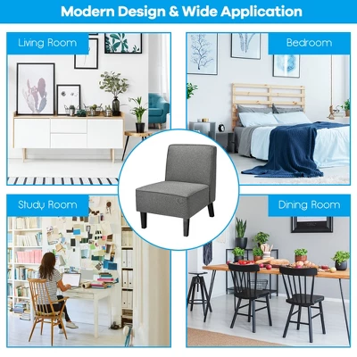 Costway Accent Chair Armless Fabric Sofa Living Room Furniture Gray 5 Costway Accent Chair Armless Fabric Sofa Living Room Furniture Gray - Image 3