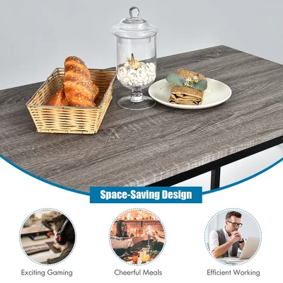 Costway 3 Piece Counter Height Dining Bar Table Set W/2 Stools&3 Storage Shelves 10 Costway 3 Piece Counter Height Dining Bar Table Set W/2 Stools&3 Storage Shelves - Image 8