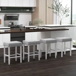 Costway Set Of 2 Bar Stools Tufted Upholstered Counter Height Chairs With Rubber Wood Legs -Costway GUEST 911de281 c8a8 4827 b4a5 670a5f5b2d87