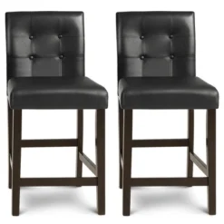 Costway Set Of 2 Bar Stools 25inch Counter Height Barstool Pub Chair Rubber Wood Black -Costway GUEST 913a4d8d 7218 429b a422 98055e633d64