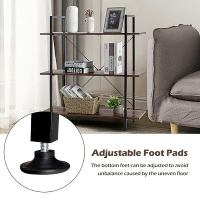 Costway 3-Tier Bookshelf Industrial Bookcase Display Shelf Storage Rack Rustic Brown 10 Costway 3-Tier Bookshelf Industrial Bookcase Display Shelf Storage Rack Rustic Brown - Image 8