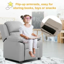 PU Leather Kids Recliner With Armrest & Headrest Lounge 3 Color -Costway GUEST 9190ded4 59db 42eb b634 cf7147cb52c8