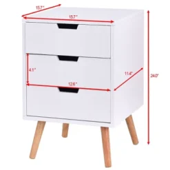 Costway Set Of 2 White Side End Table Nightstand Mid-Century Accent Wood Furniture -Costway GUEST 91a7c129 a7c9 4928 8df3 3d011cda693f