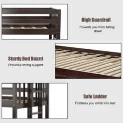 Costway Twin Over Twin Pull-Out Bunk Bed With Trundle Wooden Ladder WhiteEspresso 18 Costway Twin Over Twin Pull-Out Bunk Bed With Trundle Wooden Ladder WhiteEspresso -Costway GUEST 91b435c8 54b9 4336 a829 fe47d27feb12