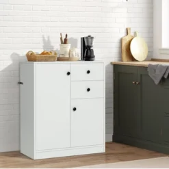 Costway Kitchen Storage Cabinet 2 Drawer Sideboard Floor Cupboard With Adjustable Shelves -Costway GUEST 9200cdde 0bed 4e40 b342 c79a0a745482