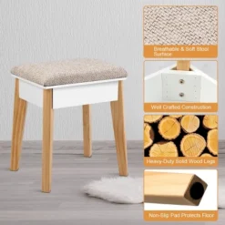 Costway Makeup Vanity Table Dressing Table Cushioned Stool Set -Costway GUEST 920b12eb 3e96 4368 b851 06aa2d1ccfdc