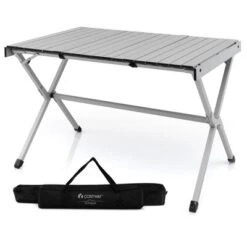 Costway 4-6 Person Portable Aluminum Camping Table Lightweight Roll Up Table Grey/Brown -Costway GUEST 924ebddc 8554 4ec9 abe2 82e0481206a6