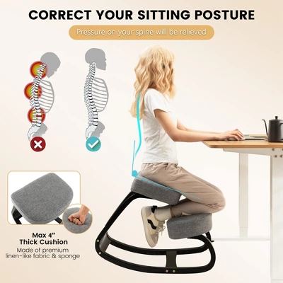 Costway Rocking Kneeling Chair Ergonomic Posture Correcting Back Pain Padded Cushion 7 Costway Rocking Kneeling Chair Ergonomic Posture Correcting Back Pain Padded Cushion - Image 5