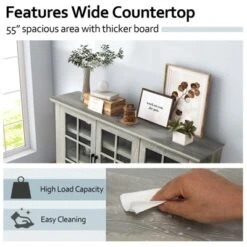 Costway 55'' Buffet Server Table Storage Cabinet Sideboard Glass Doors Adjustable Shelves -Costway GUEST 92852a56 0db6 4cbb a926 c1220e6c73fc
