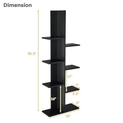 Costway Open Concept Bookcase Plant Display Shelf Rack Holder Wood WalnutBrown 3 Costway Open Concept Bookcase Plant Display Shelf Rack Holder Wood WalnutBrown