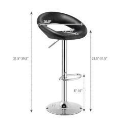 Costway Set Of 2 Bar Stools Adjustable PU Leather Barstools Swivel Pub Chairs Black New Low Back