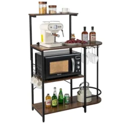 Costway Kitchen Bakers Rack Microwave Stand Coffee Bar W/ S-Hooks & Stemware Holder 19 Costway Kitchen Bakers Rack Microwave Stand Coffee Bar W/ S-Hooks & Stemware Holder -Costway GUEST 93039e46 45b5 4d43 b50a 1c9a56c6110d