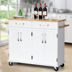 Costway Kitchen Trolley Island Utility Cart Wood Top Rolling Storage Cabinet Drawers White 14 Costway Kitchen Trolley Island Utility Cart Wood Top Rolling Storage Cabinet Drawers White -Costway GUEST 932bb919 2e78 4e3b 9a17 f619b26e75b6