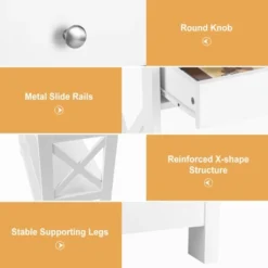 Costway 3-Tier Console Table X-Design Sofa Entryway Table With Drawer & Shelves Gray Espresso -Costway GUEST 93539f2e 67fd 4795 9551 35143c28cd56