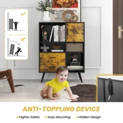 Costway Industrial Buffet Sideboard Storage Cabinet Organizer Cupboard With Cubbies Drawers -Costway GUEST 9355dddd 125e 40a2 8a63 3ffc1417acab