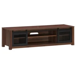 Costway TV Stand Entertainment Center For TV's Up To 65'' With Sliding Mesh Doors Walnut Black -Costway GUEST 9372fb03 5aa1 4a67 8fc7 b0223794a009