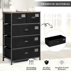 Costway 5 Drawer Dresser Fabric Storage Tower Organizer Unit Sturdy Steel Frame -Costway GUEST 93995885 13fd 4bea 91a3 95635488ea23