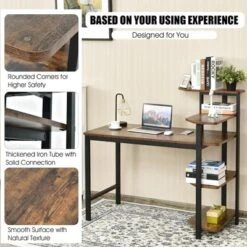 Costway Computer Desk Writing Study Table With Storage Shelves Home Office Rustic Brown -Costway GUEST 939ff14a 9ccb 4776 a17f cd623913b85f