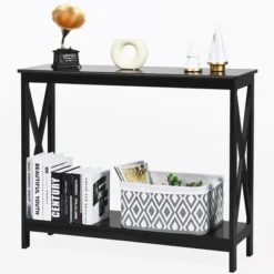 Costway 2-Tier Console Table X-Design Bookshelf Sofa Side Accent Table W/Shelf White BlackEspressoWood Grain -Costway GUEST 93a149c5 cad6 44f6 acf7 00c18d4229a8