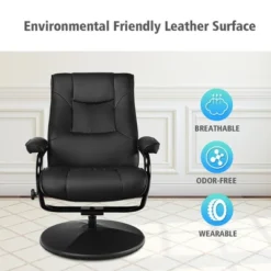 Costway Recliner Chair Swivel PU Leather Lounge Accent Armchair W/ Ottoman Black -Costway GUEST 940bd12f 60bb 4b99 8dcf dcf4ce0da799
