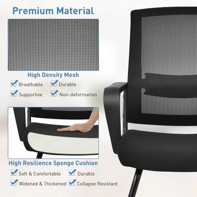 Costway Set Of 2 Conference Chairs Mesh Reception Office Guest Chairs W/ Lumbar Support 9 Costway Set Of 2 Conference Chairs Mesh Reception Office Guest Chairs W/ Lumbar Support - Image 7