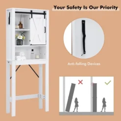 Costway Over The Toilet Bathroom Storage Cabinet With Sliding Barn Door & Adjustable Shelf -Costway GUEST 943dca9a 12cc 4b19 b76f dc8b1dc1dddb
