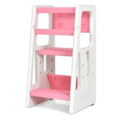 Costway Kids Kitchen Step Stool With Double Safety Rails Toddler Learning Stool PinkBrownGreenGray -Costway GUEST 946160ce 0bec 483c 828c b6da7cf270cf