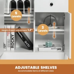 Costway Kitchen Storage Cabinet 2 Drawer Sideboard Floor Cupboard With Adjustable Shelves -Costway GUEST 946ffc04 8070 410e a7e4 1d3146ae1063