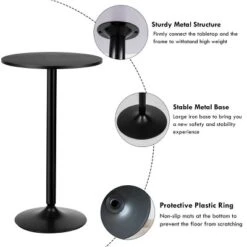 Costway Set Of 2 Round Pub Table 24" Bistro Bar Height Cocktail Table W/Metal Base Black -Costway GUEST 94c37662 8890 4a01 9418 d45249ea9ae5