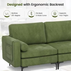 Costway Modern Modular 3-Seat Sofa Couch W/ Side Storage Pocket & Metal Legs Army Green 14 Costway Modern Modular 3-Seat Sofa Couch W/ Side Storage Pocket & Metal Legs Army Green -Costway GUEST 94cc3ab2 436e 463d a0e7 44f9953c2e4a