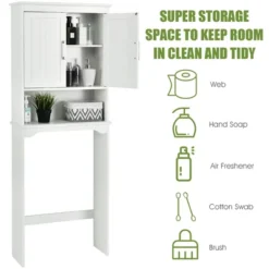 Costway Over The Toilet Space Saver Bathroom Organizer W/ Storage Cabinet & Shelf White -Costway GUEST 94d65d7b 1dec 4810 9832 e3c2b43b7427