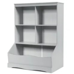 Costway 3-Tier Children's Multi-Functional Bookcase Toy Storage Bin Floor Cabinet GreyWhite -Costway GUEST 94eff6e0 be8f 436f 91ea 708f19f0c432