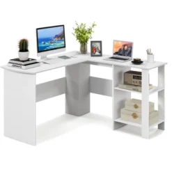 Costway L-shaped Corner Computer Desk Home Office Writing Workstation With Storage Shelves -Costway GUEST 9503cf7e a780 4c3a aabb 97c950ba11df