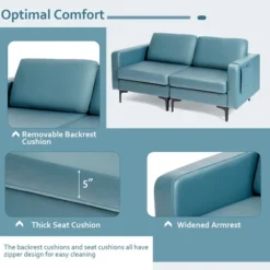 Costway Modern Loveseat Leathaire Fabric 2-Seat Sofa Couch W/ Side Storage Pocket -Costway GUEST 9506abca 0dad 4b83 92b6 d5c2b47f24ce