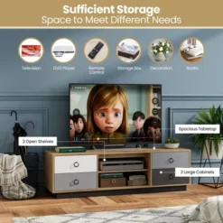 Costway 55'' TV Stand Entertainment Media Center W/ Storage Cabinets Adjustable Shelves -Costway GUEST 95078d5a 8533 4b9e b5eb 035dff8eb0b0