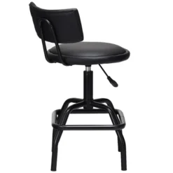 Costway Adjustable Swivel Bar Stool PU Leather Steel Frame Chair W/Backrest&Footrest Low Back -Costway GUEST 9533606f 606e 4114 9876 61bab4aa7714