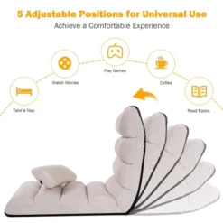 Costway Folding Lazy Sofa Chair Stylish Sofa Couch Beds Lounge Chair W/Pillow Beige New 18 Costway Folding Lazy Sofa Chair Stylish Sofa Couch Beds Lounge Chair W/Pillow Beige New -Costway GUEST 9534e62b 73d9 40c9 a746 c22c3b80c4f6