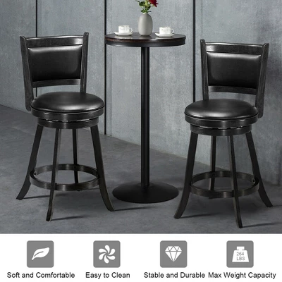 Costway 2PCS 24'' Swivel Counter Stool Dining Chair Upholstered Seat Black 6 Costway 2PCS 24'' Swivel Counter Stool Dining Chair Upholstered Seat Black - Image 4