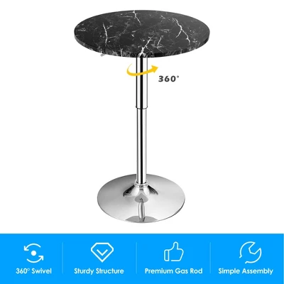 Costway 6PCS Round Bistro Bar Table Height Adjustable 360-degree Swivel WhiteBlack 8 Costway 6PCS Round Bistro Bar Table Height Adjustable 360-degree Swivel WhiteBlack - Image 6